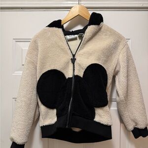 Disney x Forever 21 Kids Mickey Sherpa Hoodie Jacket 3D Ears Zip Up Size 7/8
